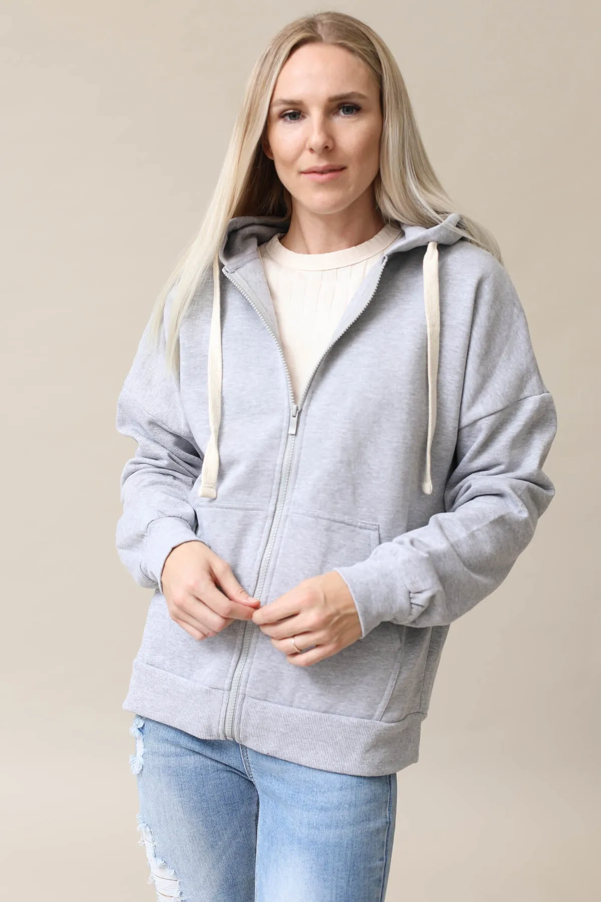 Zipper Hoodie Sweat Jacket With Pockets