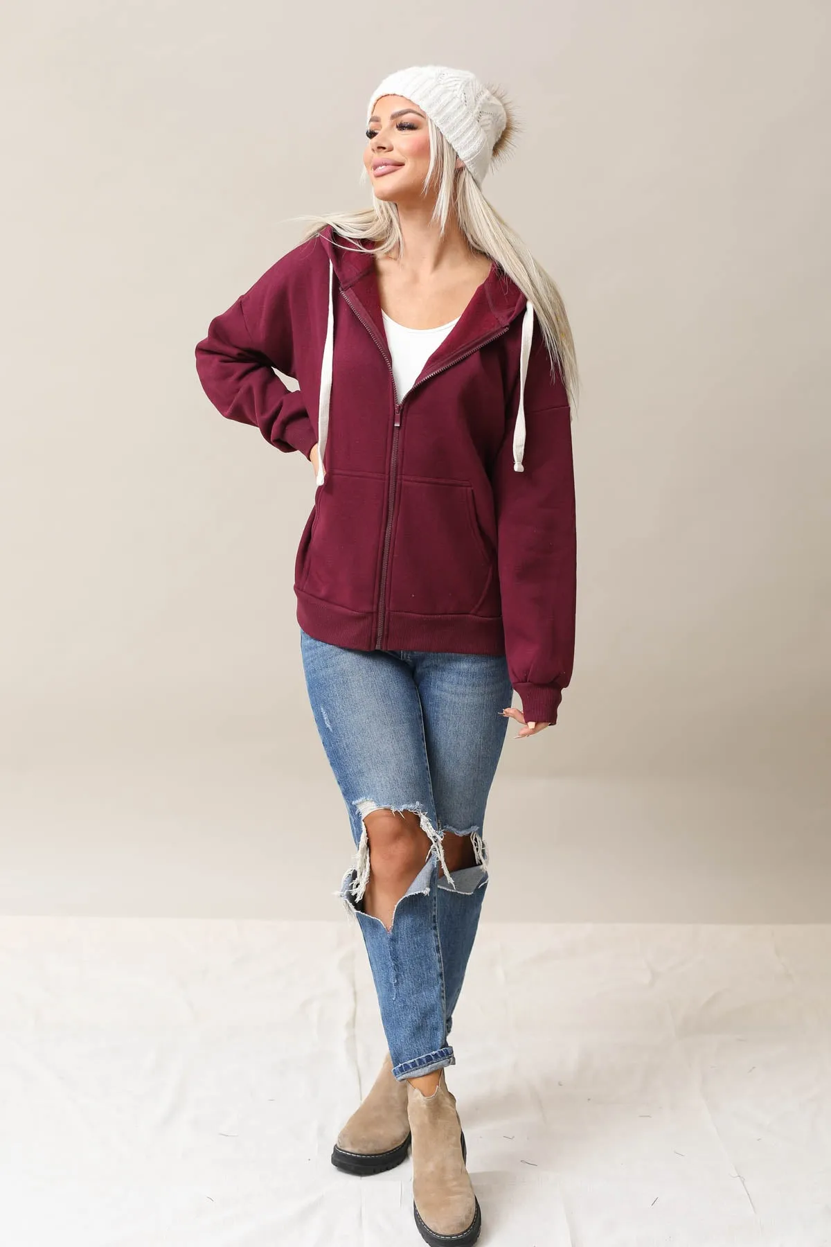 Zipper Hoodie Sweat Jacket With Pockets