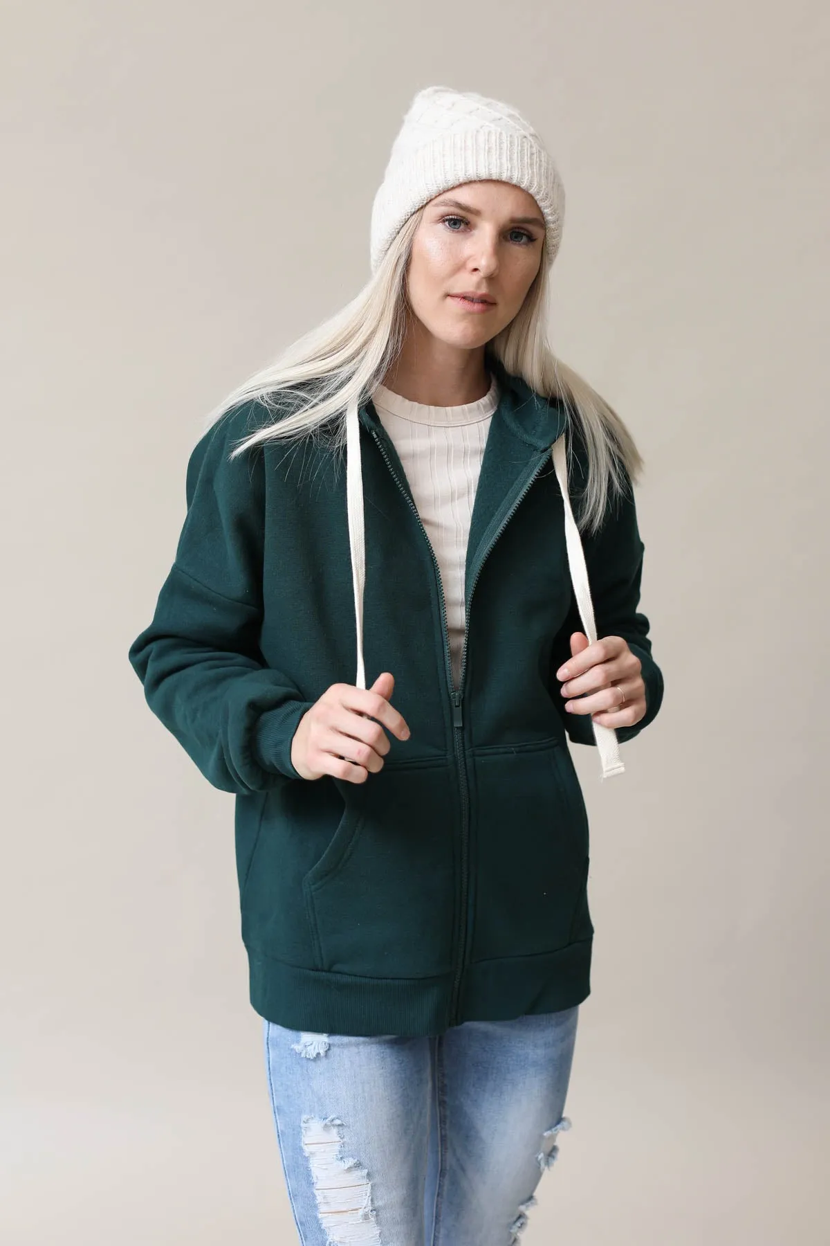 Zipper Hoodie Sweat Jacket With Pockets