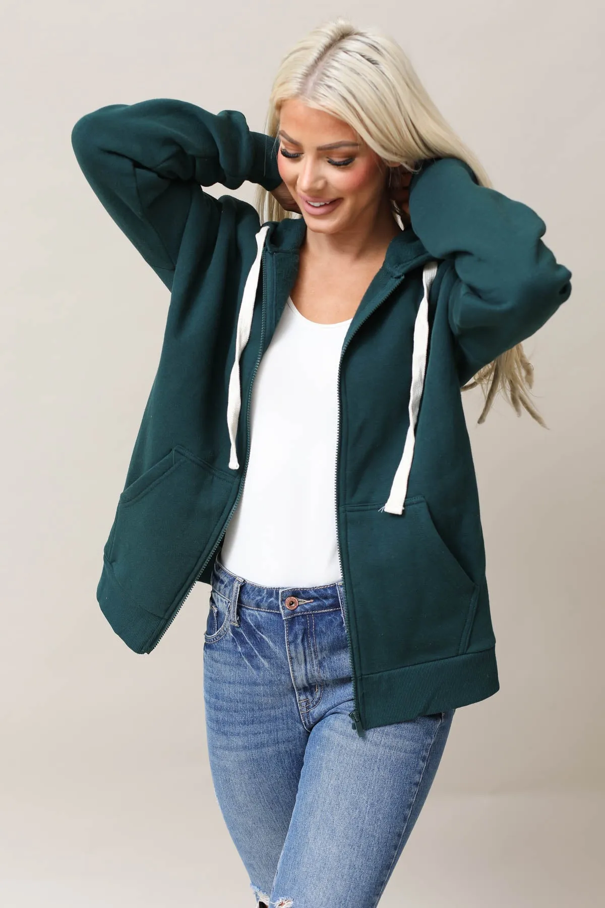 Zipper Hoodie Sweat Jacket With Pockets