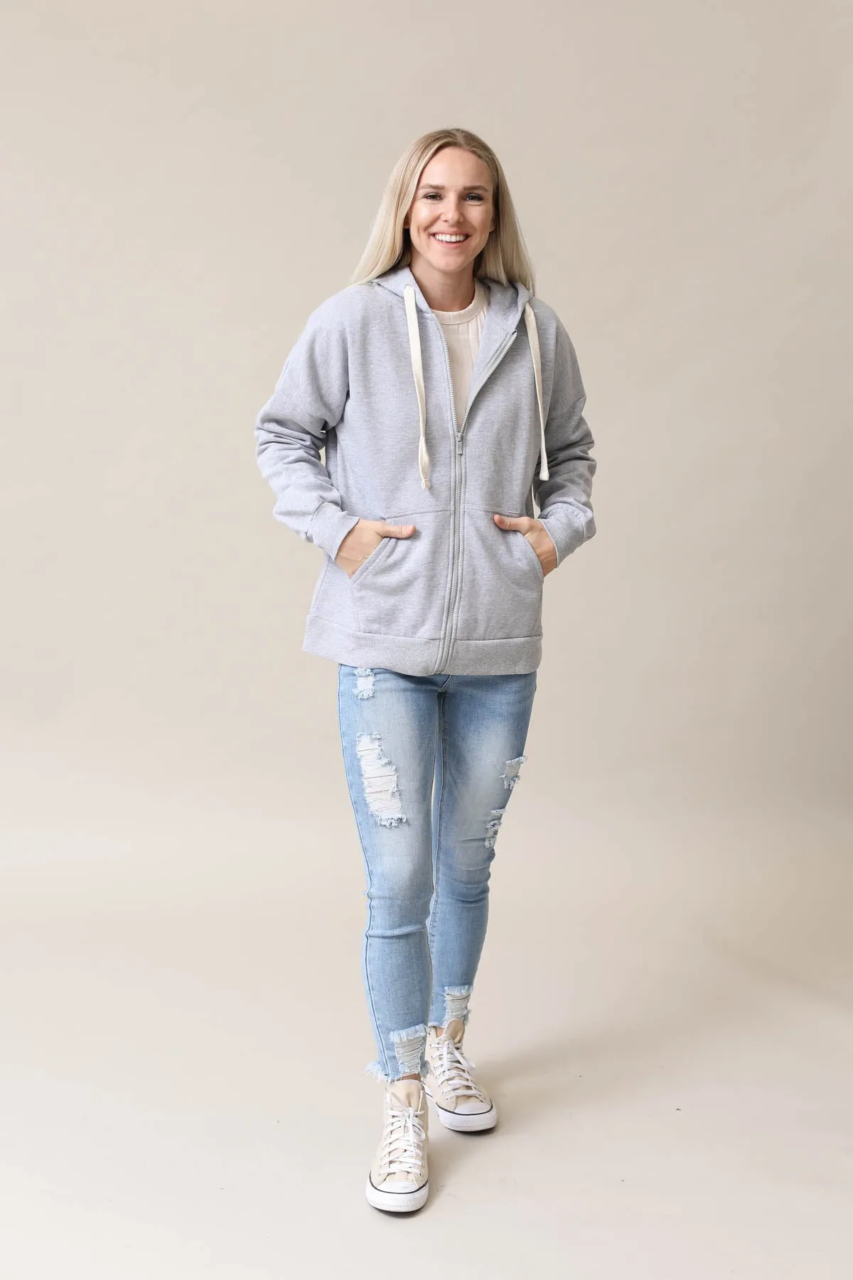 Zipper Hoodie Sweat Jacket With Pockets