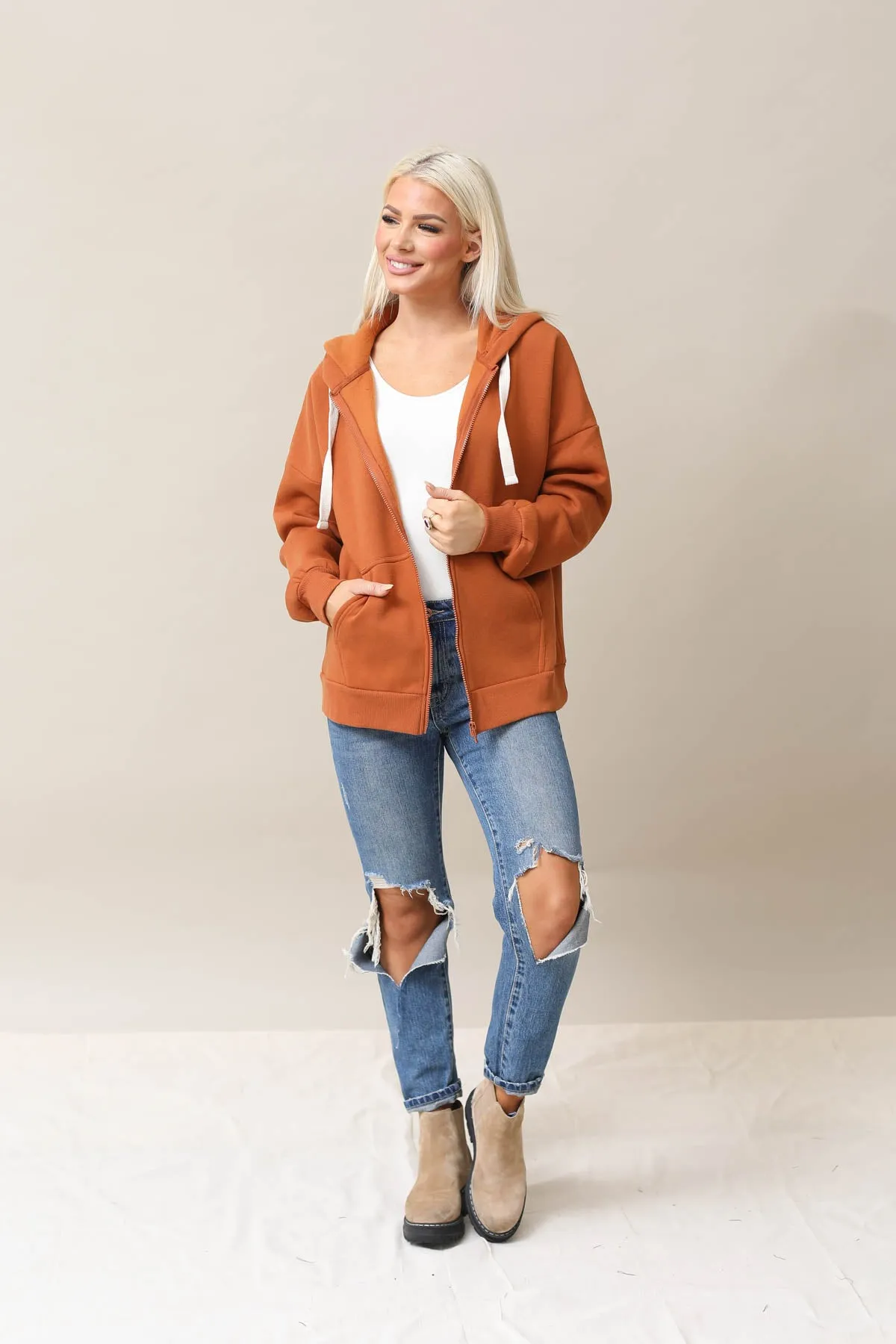 Zipper Hoodie Sweat Jacket With Pockets