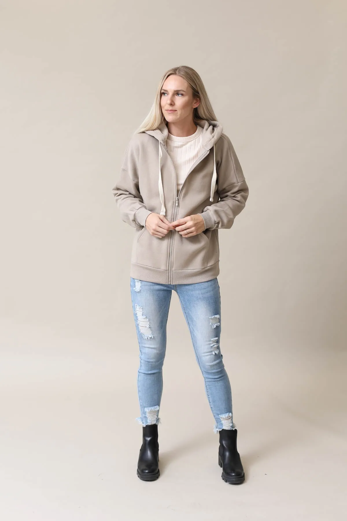 Zipper Hoodie Sweat Jacket With Pockets